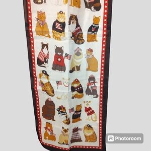Lovely Patriotic Cats sheer scarf, 14"x60", 4th of July Felines
